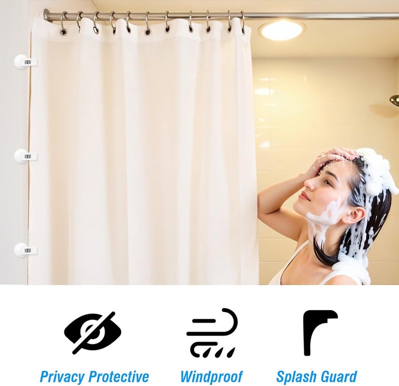 ADLABLD 6 Pack Shower Curtain Clips Self Adhesive Shower Curtain Holder with Suction Cup to Prevent Water Splashing Out Windproof Splash Guard for Inside Liner - Image 5